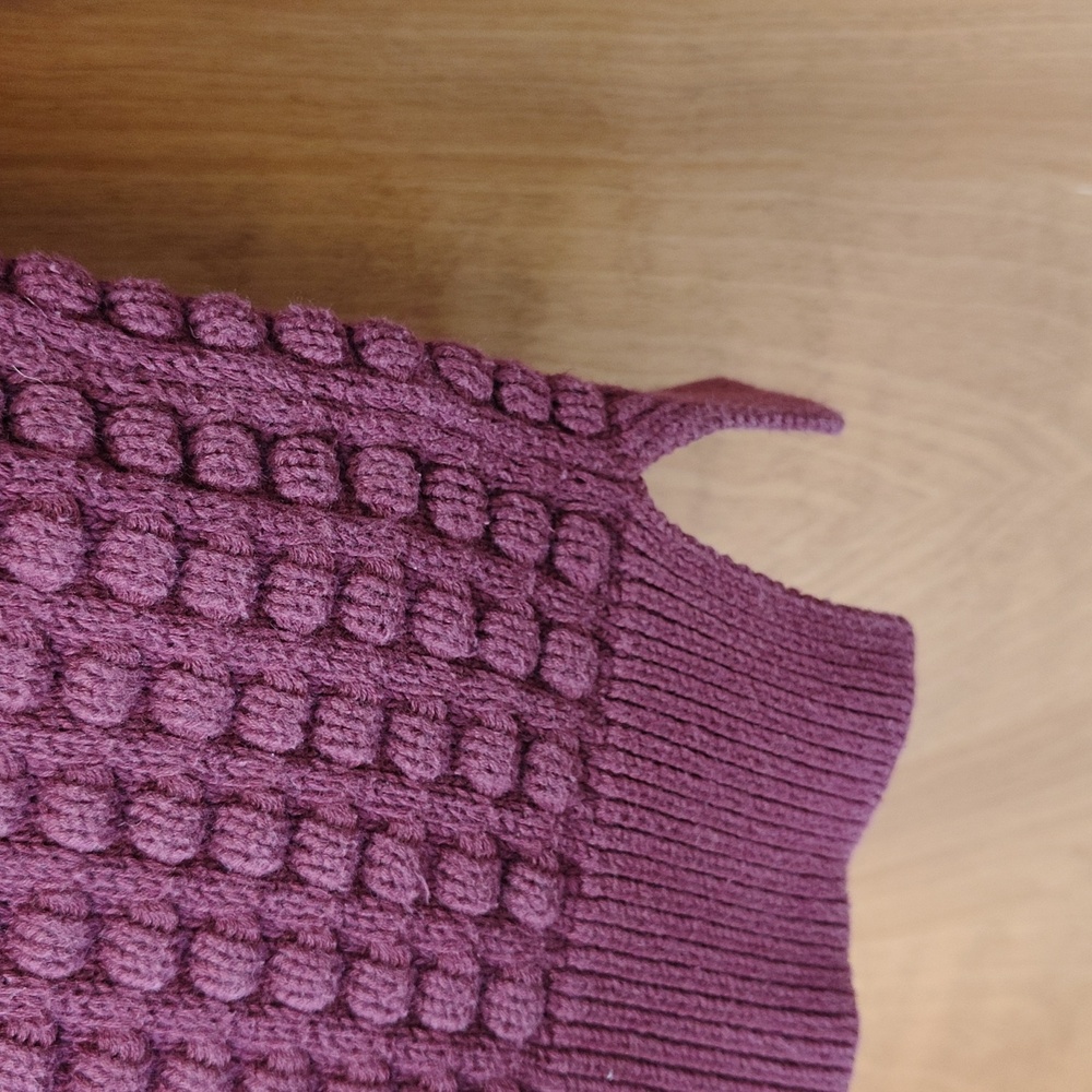 French Connection Textured Knot Popcorn Stitch Burgundy Sweater - Picture 6 of 8